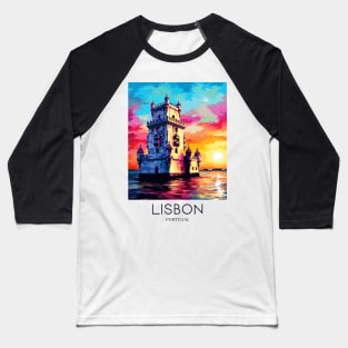 A Pop Art Travel Print of Lisbon - Portugal Baseball T-Shirt